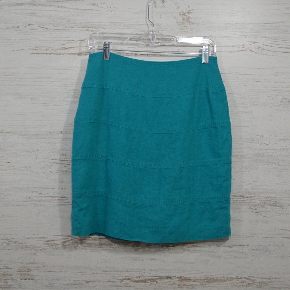 Banana Republic Teal Blue Linen Pencil Skirt 4